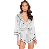 Custom Silk Satin Short Pajama Women Sleepwear Satin Short Lingerie Pyjamas for Ladies Rompers