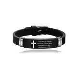Cross Bible Christian Men Bracelet Adjustable Length Silicone Bangles