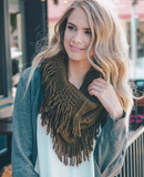 Beautiful Pointelle Fringe Infinity Scarf - Comes