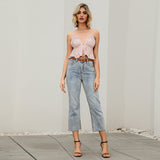 Weixin Double Crazy Dropshipping Shein New Style Sexy Print Deep v Pink Hot Summer Crop Top