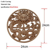 Chinese Dragon and Phoenix Mascot Unpainted Retro Line Wood Decals