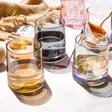 6 Pcs Water Bottle Lead-Free Coffee Glass Mugs Creative Rainbow Amber Gray Pink Color Juice Cocktail Beverage Wine Glasses