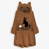 Womail Hoodie Sweatshirt Womens winter Fleece Cat Ear Long Pocket loose Casual Hooded Feminine Oversize Sweatshirt Plus Size