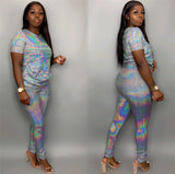 Women Two Piece Set Winter Clothes Glitter Short Sleeve Fleece Casual Bodycon Women 2 Piece Pants Set Christmas
