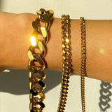 3mm 6mm 8mm 12mm Miami Cuban Chain Bracelet Punk Jewelry for Men Women 18K Gold Plated Stainless Chain Bracelet