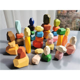 Wooden Rainbow Stacking Balance Stones for Kids Educations