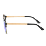 COROLLA | CA15 - Half Frame Mirrored Lens Horned Rim Sunglasses Circle