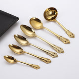 Spklifey Dinnerware Set Gold Spoon Cutlery Stainless Steel Black Cutlery Set Gold Fork Spoon Tableware Wedding Silverware Set