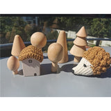 Kids Wooden Toy Color Nordic Buiding House Stacking Crochet House Blocks Hedgechog Unpaint Wooden Trees  Montessori Toy