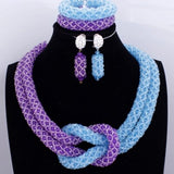 Chunky Women Royal Blue African Beads Bridal Jewelry Sets for Wedding Nigerian Beads Necklace Earrings Bracelet Set of Jewelry