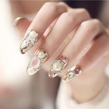 24Pcs Luxe Shining Rhinestone False Square Transparent Nails with Fake Art