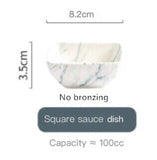 Nordic Creative Bronzing White Gray Marble Pattern Ceramic Tableware Set