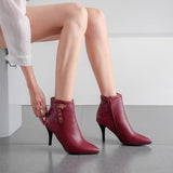 ZawsTia PU Leather Snakeskin Print High Heeled Boots for Women