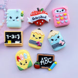 8pcs/Lot Hand Painted Kawaii Resin Mixed Mini Stationery Flatback Cabochons for Hair Bow Centers DIY Scrapbooking Decor