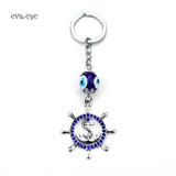 Evil Eye Metal Charm Key Chain15 Different Animal Styles Fashion Blue Pattern Tassel Pendant Key Ring for Men Women Jewelry