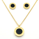 Round Pearl Shell Jewelry Roman Numerals Stylish Two Side Gold Color Pendant Necklace Earrings Fashion Wedding Jewelry Sets