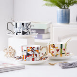 Bone China Tea Mug Coffee Cup Set With Golden Handle Drinkware Set