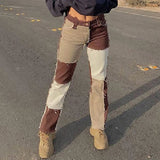 Nibber P1738186 Spring Fashion Patchwork Cowboy Street Casual Hip Hop High Waist Long Straight Denim Women Lady Y2k Jeans Pants