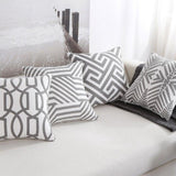 Junwell Delicate Cotton Canvas Embroidery 45cm Square Damask Decorative Pillow Cover(no Filling )  Couch Throw Cushion Cover - shopwishi 