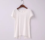 Sexy Brandy Melville AA Style Harajuku Camiseta Soft Back Slit Pullover T-Shirt Women Short Sleeve Tee dames kleding Top 3 Color