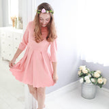 (Mommy & Me ) Three-quarter sleeve lotus leaf - shopwishi 