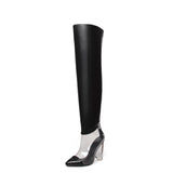 MStacchi Women Winter Transparent Over the Knee Boots Woman Pointed Toe 12CM Crystal High Heel Pump Fashion Silver Ladies Boots