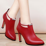 Winter Boots Women Shallow Round Toe Red Women's Boots