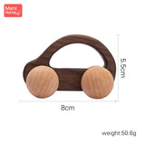 1pc Baby Toys Wooden Car BPA Free Beech Wood Teether Cartoon Organic Wooden Car Montessori Toys for Children Teething Nurse Gift