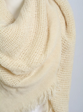Warm Black Open Weave Square Scarf / Blanket
