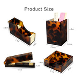 Office Supplies Table Organizer Set Acrylic Brown Leopard Desktop Accessories