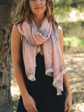 Very Soft Purple Medallion Print Frayed Long Scarf