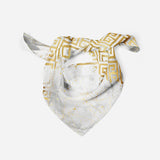 Gold White Silk Scarf Bandana Scarf Women Scarf