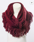Beautiful Pointelle Fringe Infinity Scarf - Comes