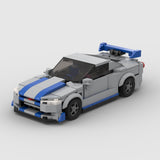 MOC Brick Nissan GTR R34 Racing Sports Car Vehicle Speed Champion Racer