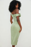 A5336 Summer Casual Sexy One Shoulder Women Midi Dress Slide Cut Out Clothing Dress
