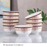 10pcs/Set Chinese Dining Room Ceramic Tableware  4.5*inch Deep Jingdezhen Bone China Porcelain Dinnerware Rice Bowl Ceramic Bowl