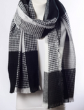 Soft Black & Gray Plaid Waffle Style Knit Blanket