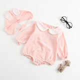 Baby Girls Rompers Newborn Baby Girls Long Sleeve Romper Hat Jumpsuit 2019 Spring Children Kids Outfit Clothes 2pcs Baby Romper