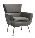 29" X 32" X 36" Gray Velvet Upholstery Metal Leg