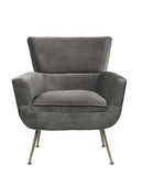 29" X 32" X 36" Gray Velvet Upholstery Metal Leg