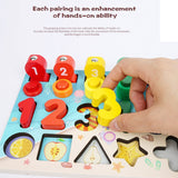 Montessori Educational Wooden Puzzles for Baby Learn to Count Function with Matching Geometric Figures