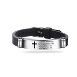 Cross Bible Christian Men Bracelet Adjustable Length Silicone Bangles