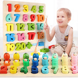 Montessori Educational Wooden Puzzles for Baby Learn to Count Function with Matching Geometric Figures