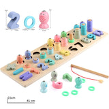 Montessori Educational Wooden Puzzles for Baby Learn to Count Function with Matching Geometric Figures