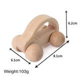 1pc Baby Toys Wooden Car BPA Free Beech Wood Teether Cartoon Organic Wooden Car Montessori Toys for Children Teething Nurse Gift