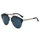COROLLA | CA15 - Half Frame Mirrored Lens Horned Rim Sunglasses Circle