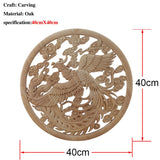 Chinese Dragon and Phoenix Mascot Unpainted Retro Line Wood Decals