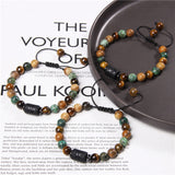 12 Constellation Bracelets Turquoise Beads Vintage Handmade Weave Black Rope