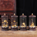 Backflow Incense Burner with Purple Sand and Buddha Golden Statue