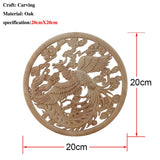 Chinese Dragon and Phoenix Mascot Unpainted Retro Line Wood Decals